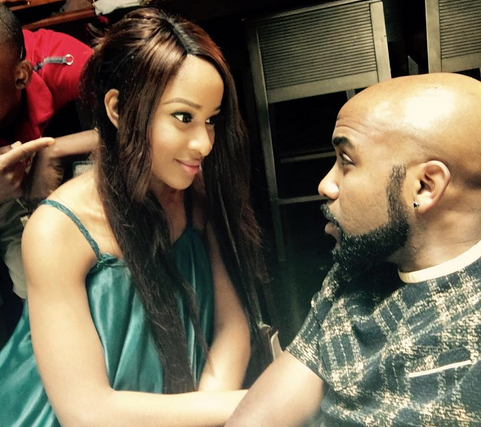 Banky W and Adesua Etomi stare intensely at each other