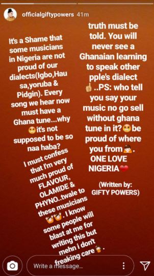 Gifty Slams Nigerian Musicians