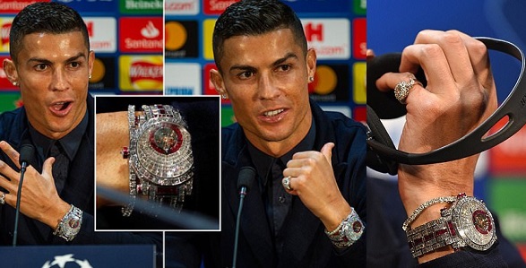 Cristiano Ronaldo shows off £1.85million wristwatch made with 424 ...