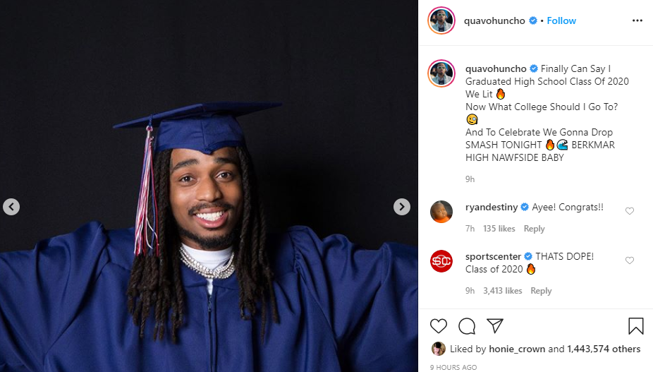 Finally Can Say I Graduated': Quavo announces he's a high school