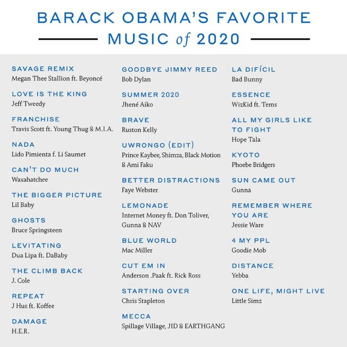 Wizkid, Tems make Barack Obama’s List of Favourite Music of 2020