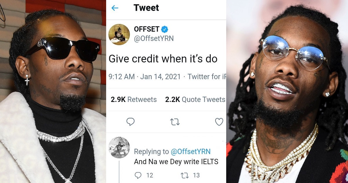 Nigerians drag American rapper, Offset over a spelling error, years ...