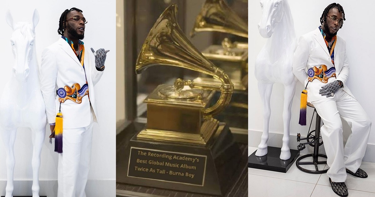 Photo Of Burna Boy's Grammy Award Plaque Surfaces Online