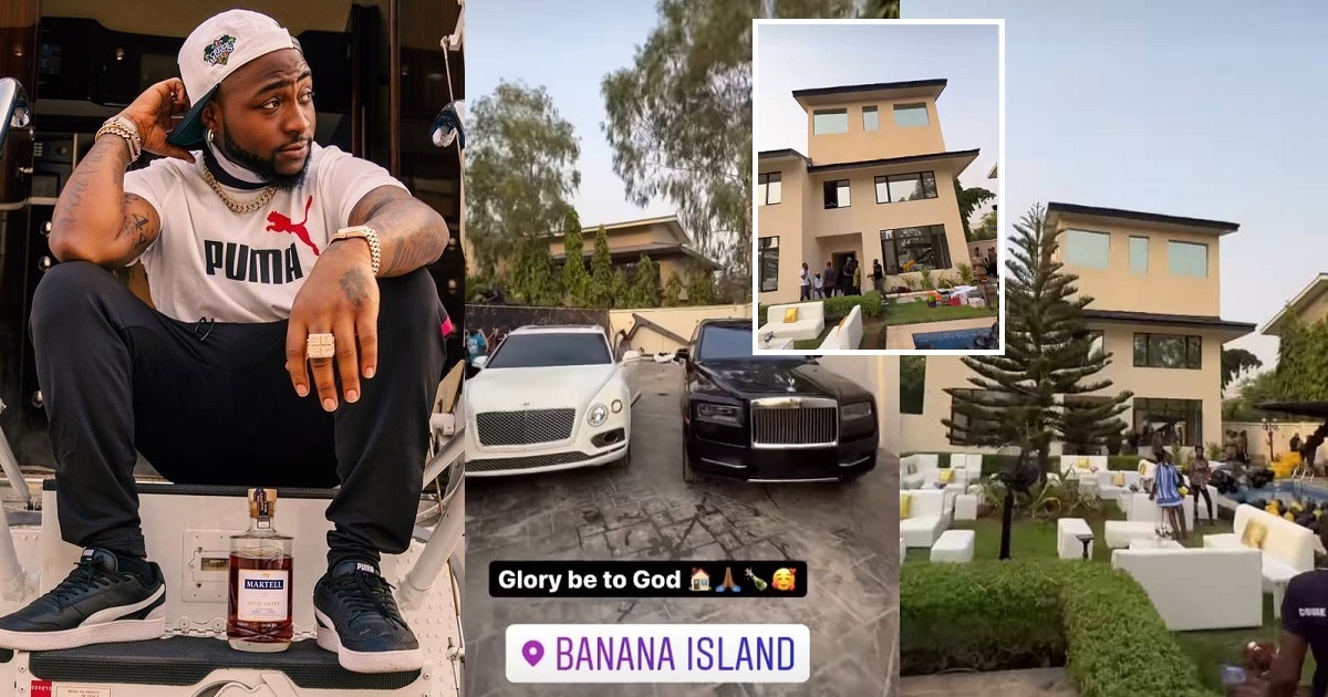 First photos and video from Davido's new Banana Island mansion (video ...