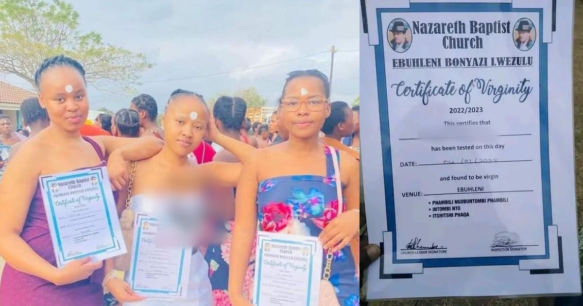 Church Gives Certificate Of Virginity To Young Ladies After Testing Them In South Africa 