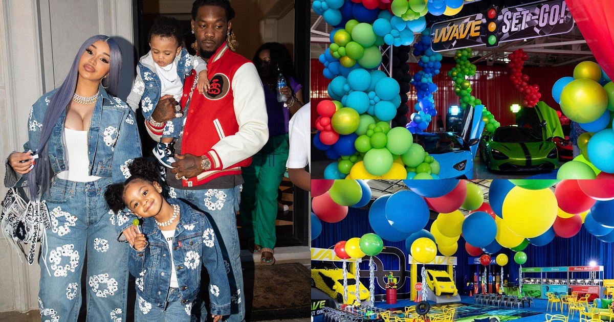 Cardi B and Offset throw extravagant car-themed party for son, Wave’s first birthday (Photos)