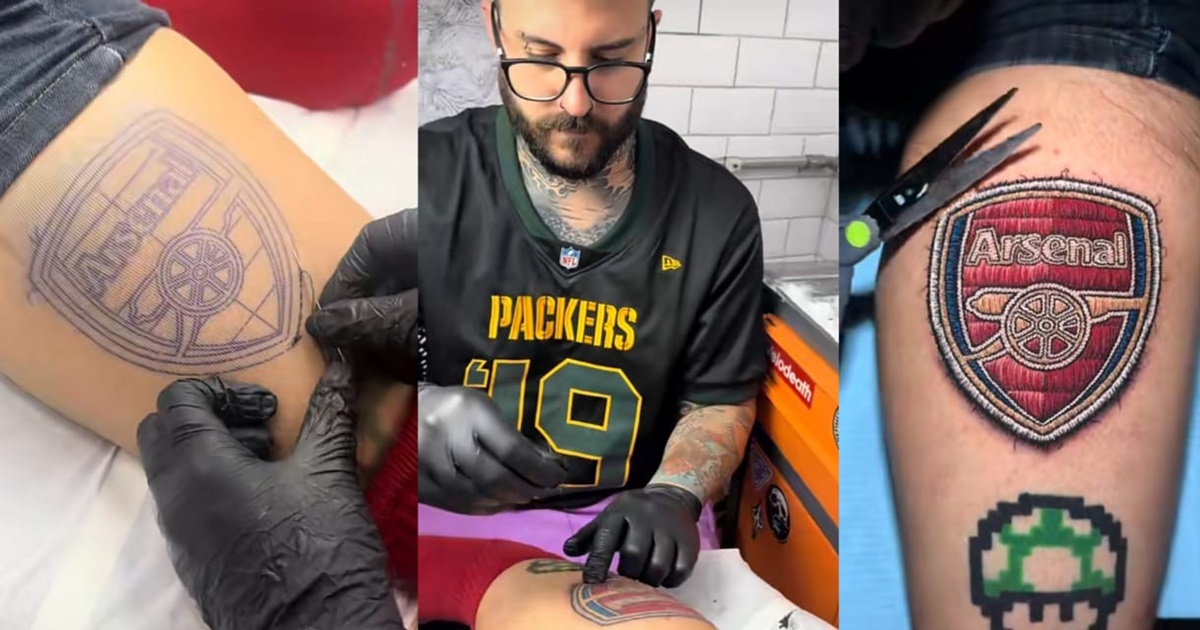 Arsenal Fan Takes Loyalty to New Heights By Stitching Club Logo Onto His Skin (VIDEO)