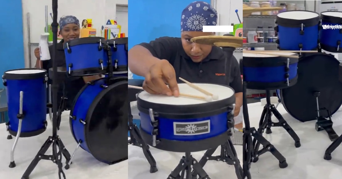 Netizens Stúnned As Baker Creates Stúnning Lifelike Drum Set Cake (VIDEO)